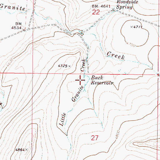 Topographic Map of Buck Reservoir, OR