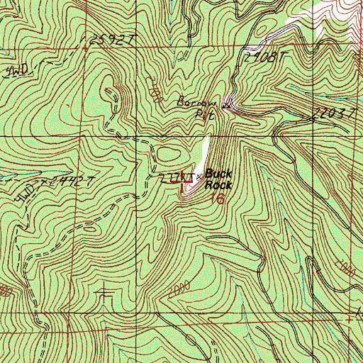 Topographic Map of Buck Rock, OR