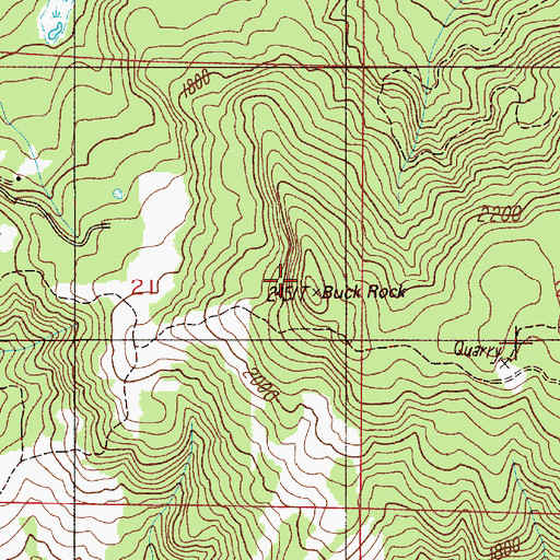 Topographic Map of Buck Rock, OR