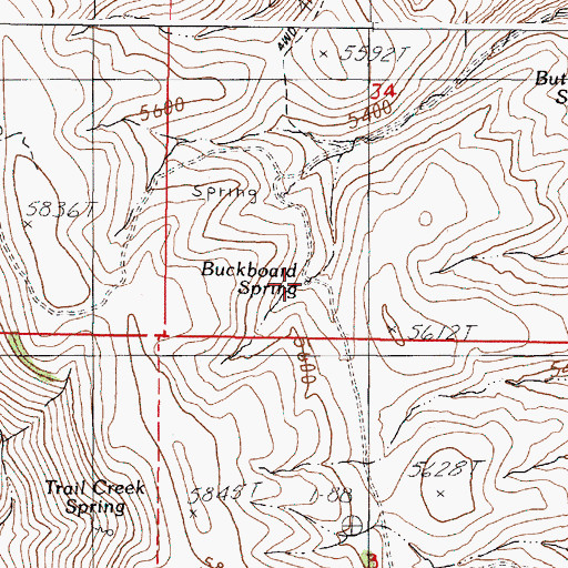 Topographic Map of Buckboard Spring, OR
