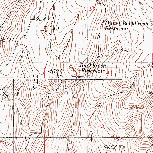 Topographic Map of Buckbrush Reservoir, OR
