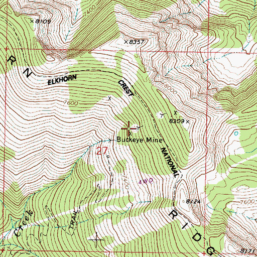 Topographic Map of Buckeye Mine, OR