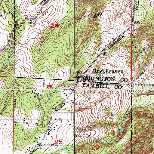 Topographic Map of Buckheaven, OR