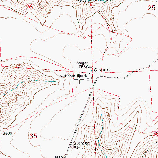 Topographic Map of Buckhorn Ranch, OR