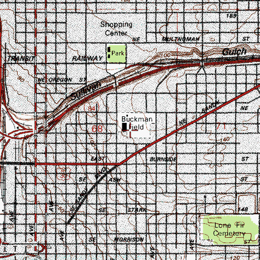 Topographic Map of Buckman Field, OR
