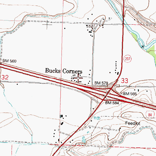 Topographic Map of Bucks Corners, OR