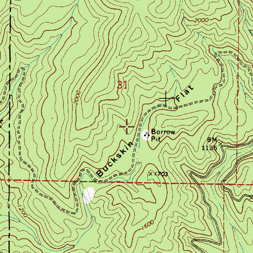 Topographic Map of Buckskin Flat, OR