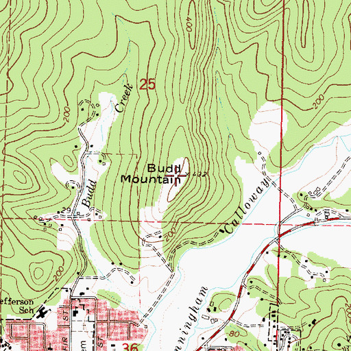 Topographic Map of Budd Mountain, OR