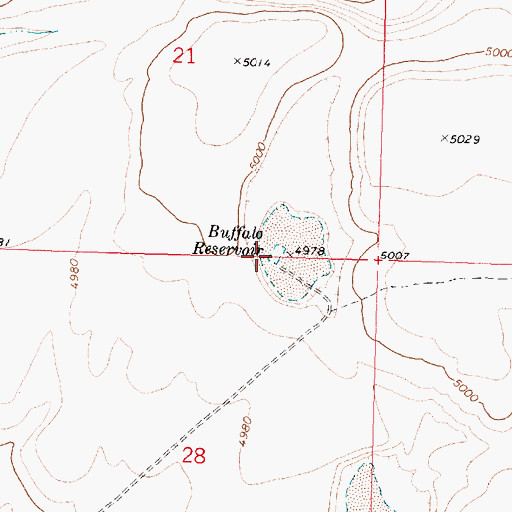 Topographic Map of Buffalo Reservoir, OR