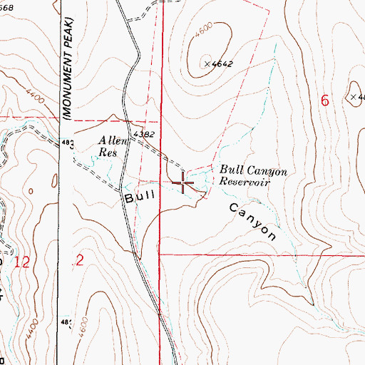 Topographic Map of Bull Canyon Reservoir, OR