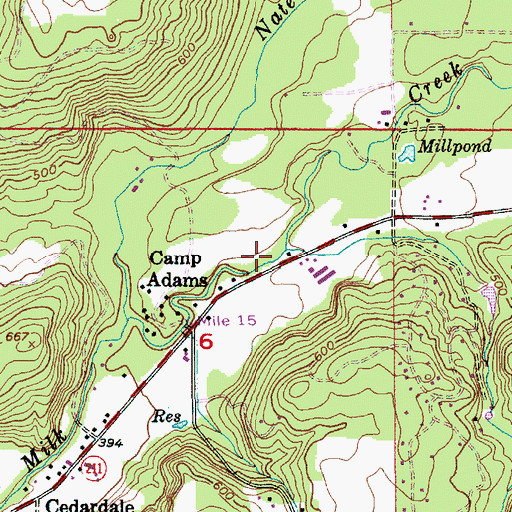 Topographic Map of Bull Creek, OR