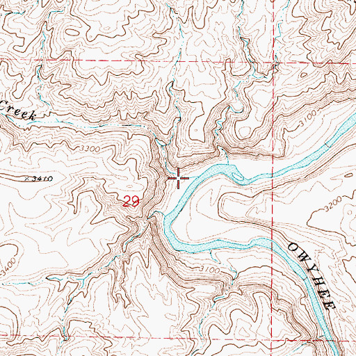 Topographic Map of Bull Creek, OR