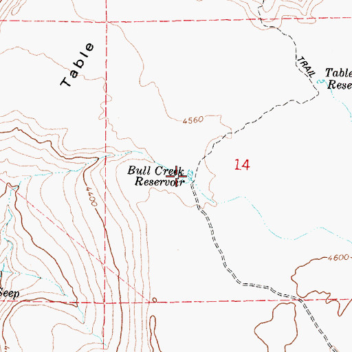 Topographic Map of Bull Creek Reservoir, OR