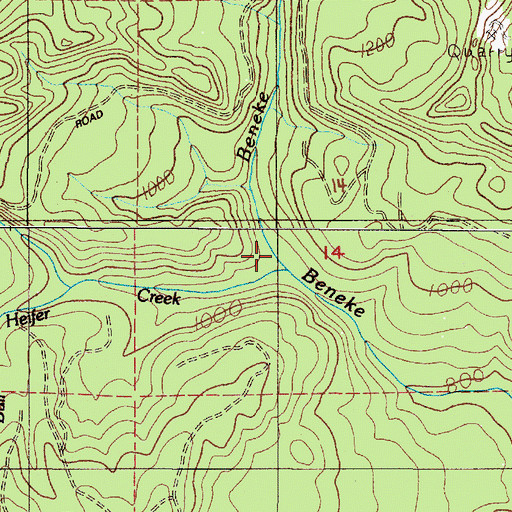 Topographic Map of Bull Heifer Creek, OR