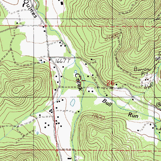 Topographic Map of Bull Run, OR