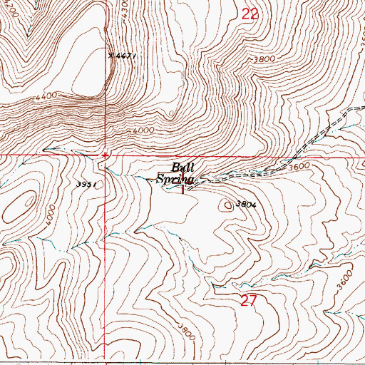 Topographic Map of Bull Spring, OR