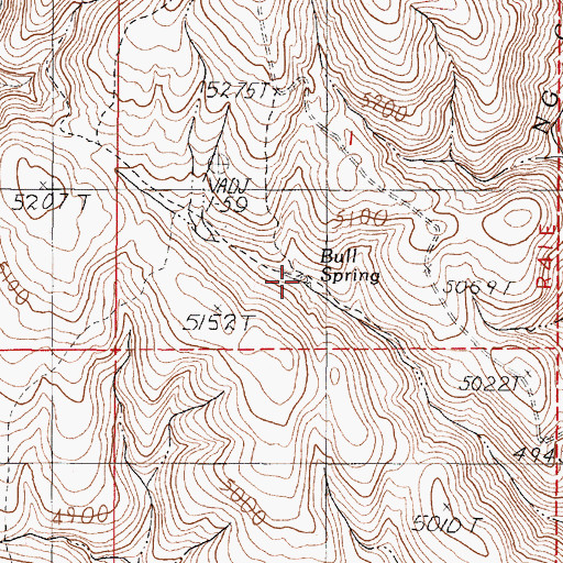 Topographic Map of Bull Spring, OR