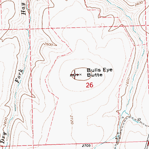 Topographic Map of Bulls Eye Butte, OR