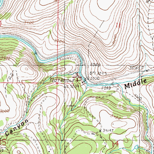 Topographic Map of Bum Canyon, OR