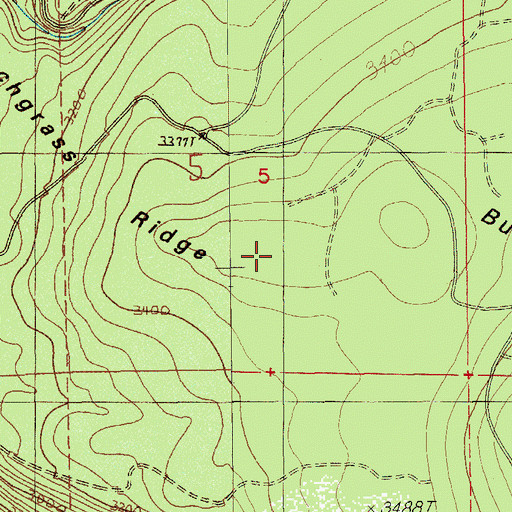 Topographic Map of Bunchgrass Ridge, OR