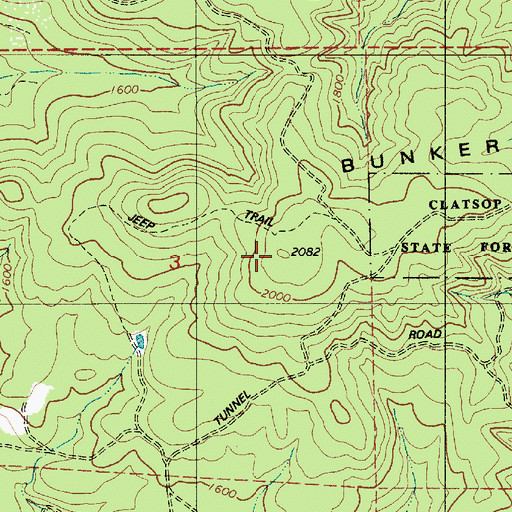 Topographic Map of Bunker Hill, OR