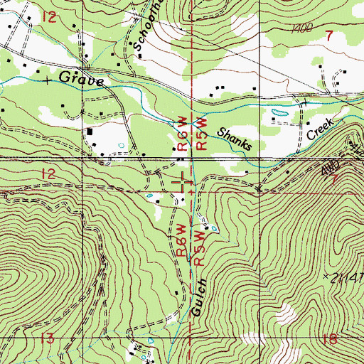 Topographic Map of Burgess Gulch, OR