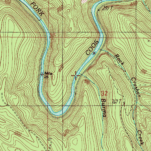 Topographic Map of Burma Creek, OR