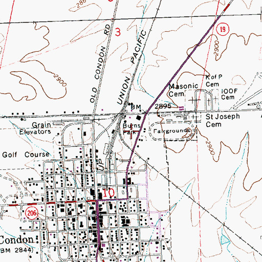 Topographic Map of Burns Park, OR