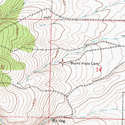 Topographic Map of Burns Paiute Cemetery, OR