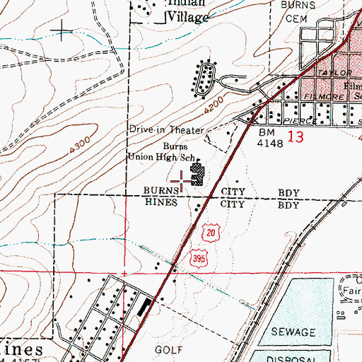 Topographic Map of Burns High School, OR