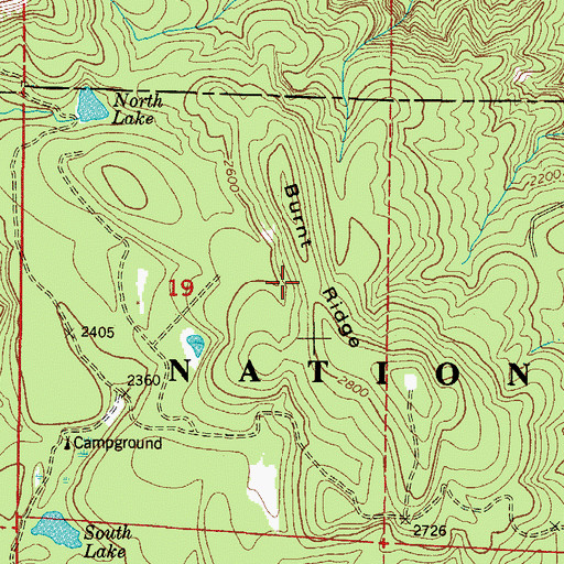 Topographic Map of Burnt Ridge, OR