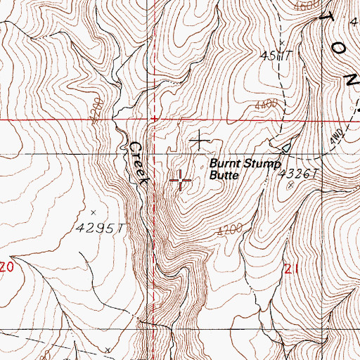 Topographic Map of Burnt Stump Butte, OR