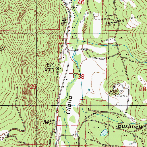 Topographic Map of Bushnell Creek, OR