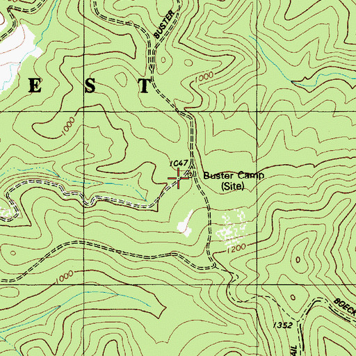 Topographic Map of Buster Camp, OR