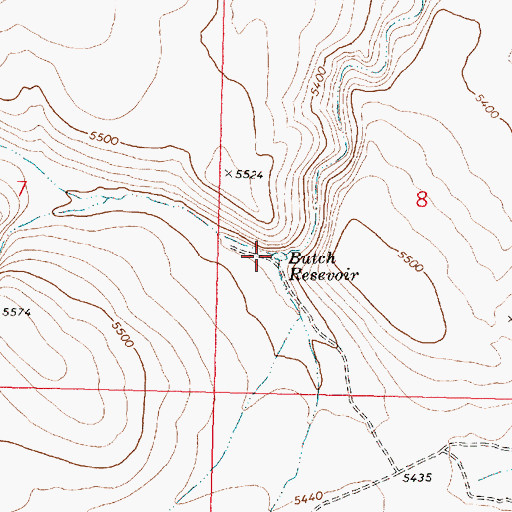 Topographic Map of Butch Reservoir, OR