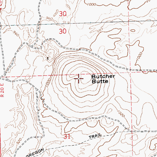 Topographic Map of Butcher Butte, OR