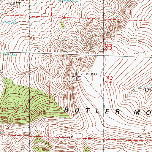 Topographic Map of Butler Mountain, OR