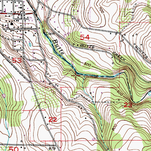 Topographic Map of Butte Creek, OR