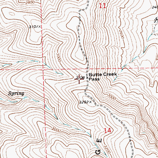 Topographic Map of Butte Creek Pass, OR