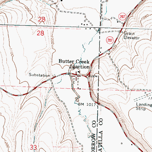 Topographic Map of Butter Creek Junction, OR