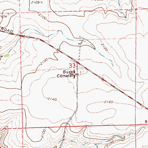 Topographic Map of Buzan Cemetery, OR