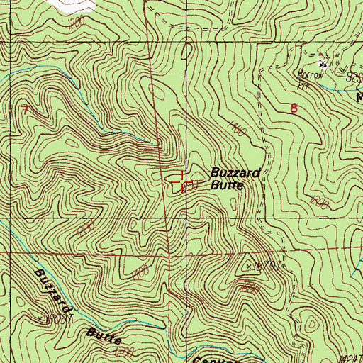 Topographic Map of Buzzard Butte, OR