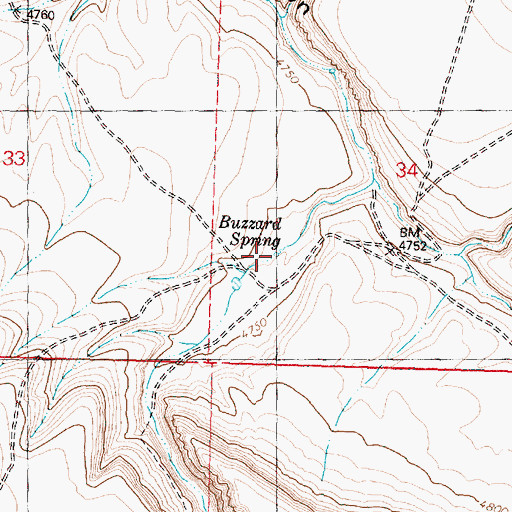 Topographic Map of Buzzard Spring, OR
