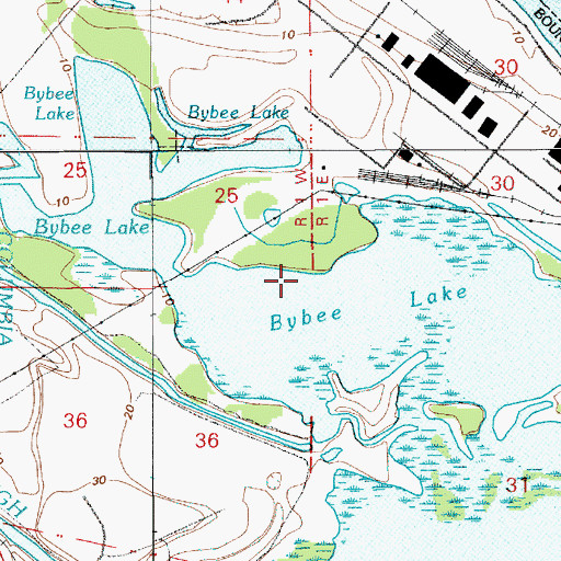 Topographic Map of Bybee Lake, OR
