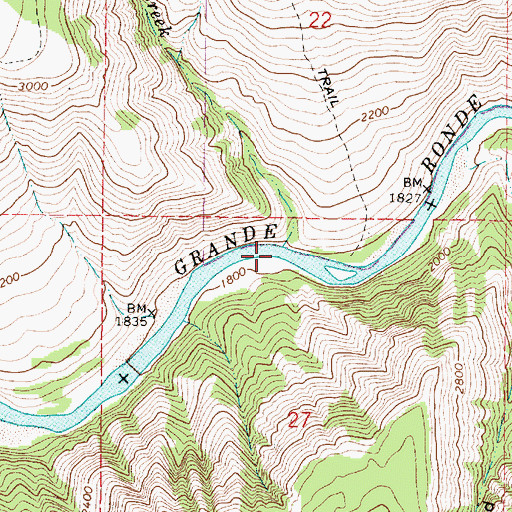 Topographic Map of Cabin Creek, OR