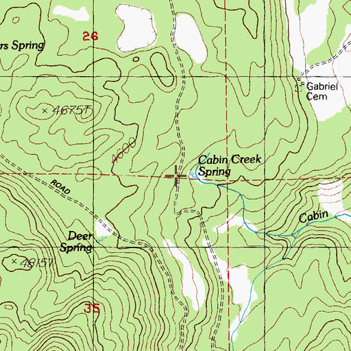 Topographic Map of Cabin Creek Spring, OR