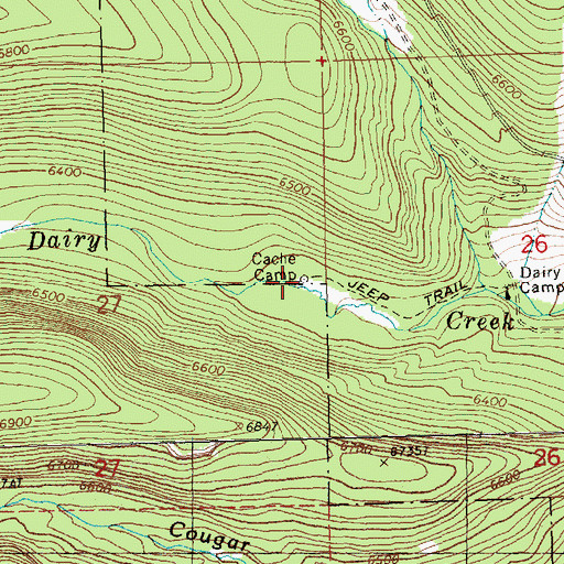 Topographic Map of Cache Camp, OR