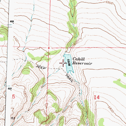 Topographic Map of Cahill Reservoir, OR
