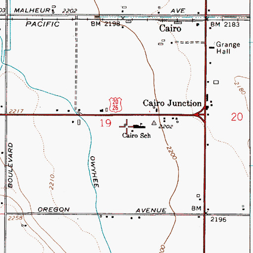 Topographic Map of Cairo Elementary School, OR