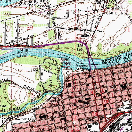 Topographic Map of Calapooia River, OR